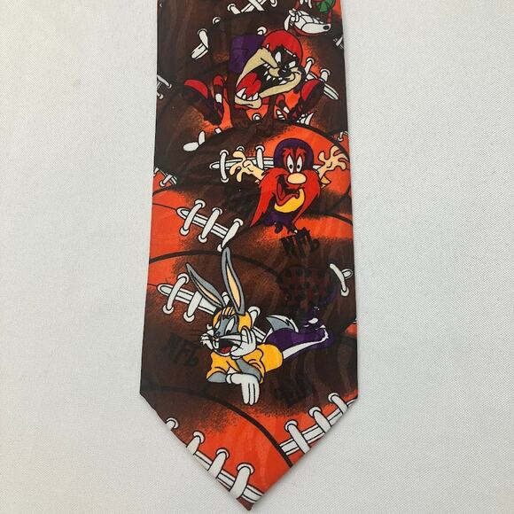 WB Looney Tunes Team NFL Vintage 1993 Graphic Print 4” Neck Tie Football - Picture 3 of 14